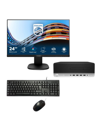 Pack Oficina Intermedio: Sobremesa HP Intel Core i5 + Monitor 24" + Teclado y Ratón