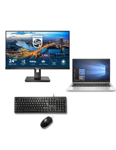 Pack Teletrabajo Avanzado: Portátil HP Intel Core i5 + Monitor 24" + Teclado y Ratón
