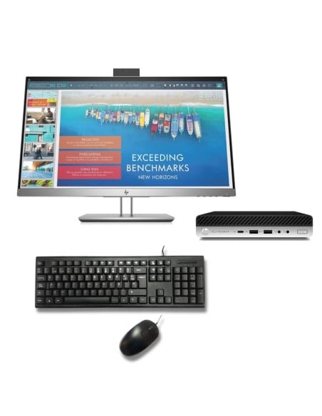 Pack Oficina Intermedio 3 MINI: Sobremesa mini HP i5 + Monitor 24" con Webcam + Teclado y Ratón
